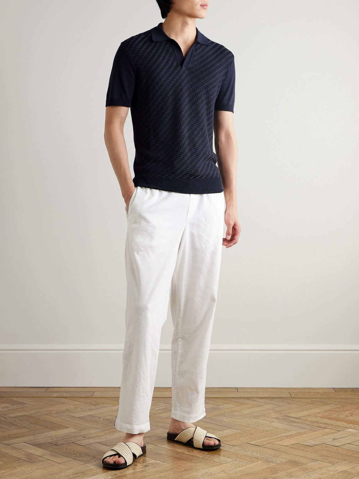 Orlebar Brown Horton Silk And Cotton-blend Jacquard Polo Shirt In Multi