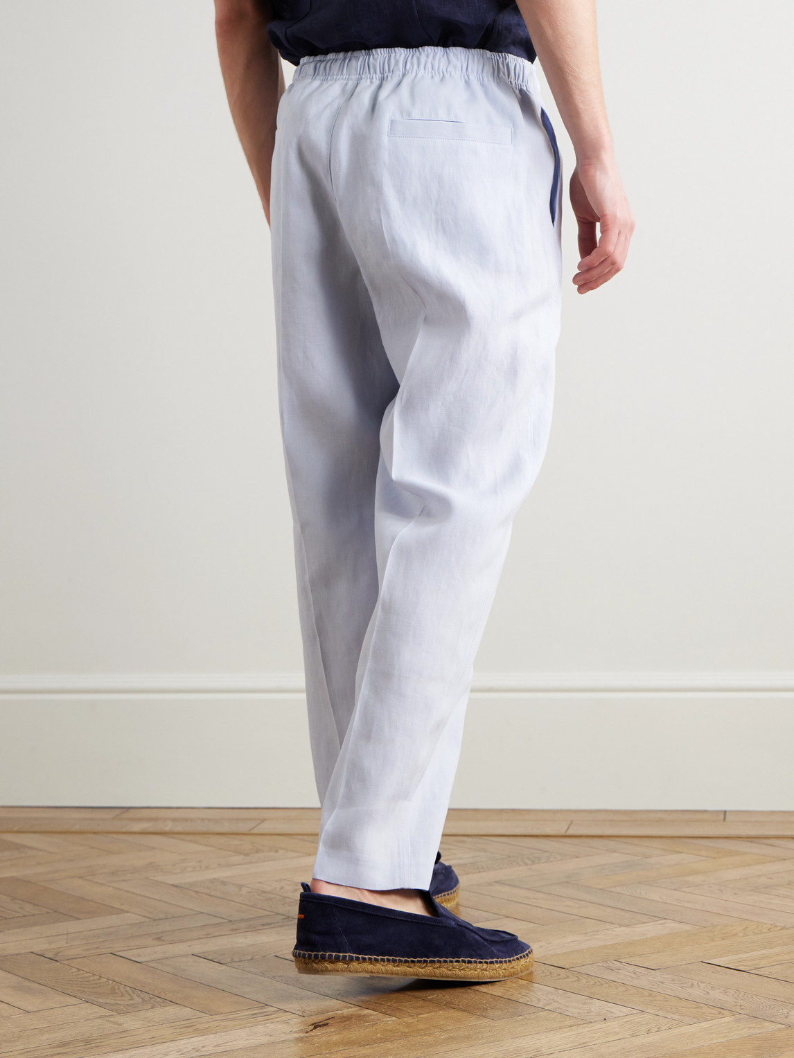 Orlebar Brown Alex Tapered Linen Drawstring Trousers In Blue