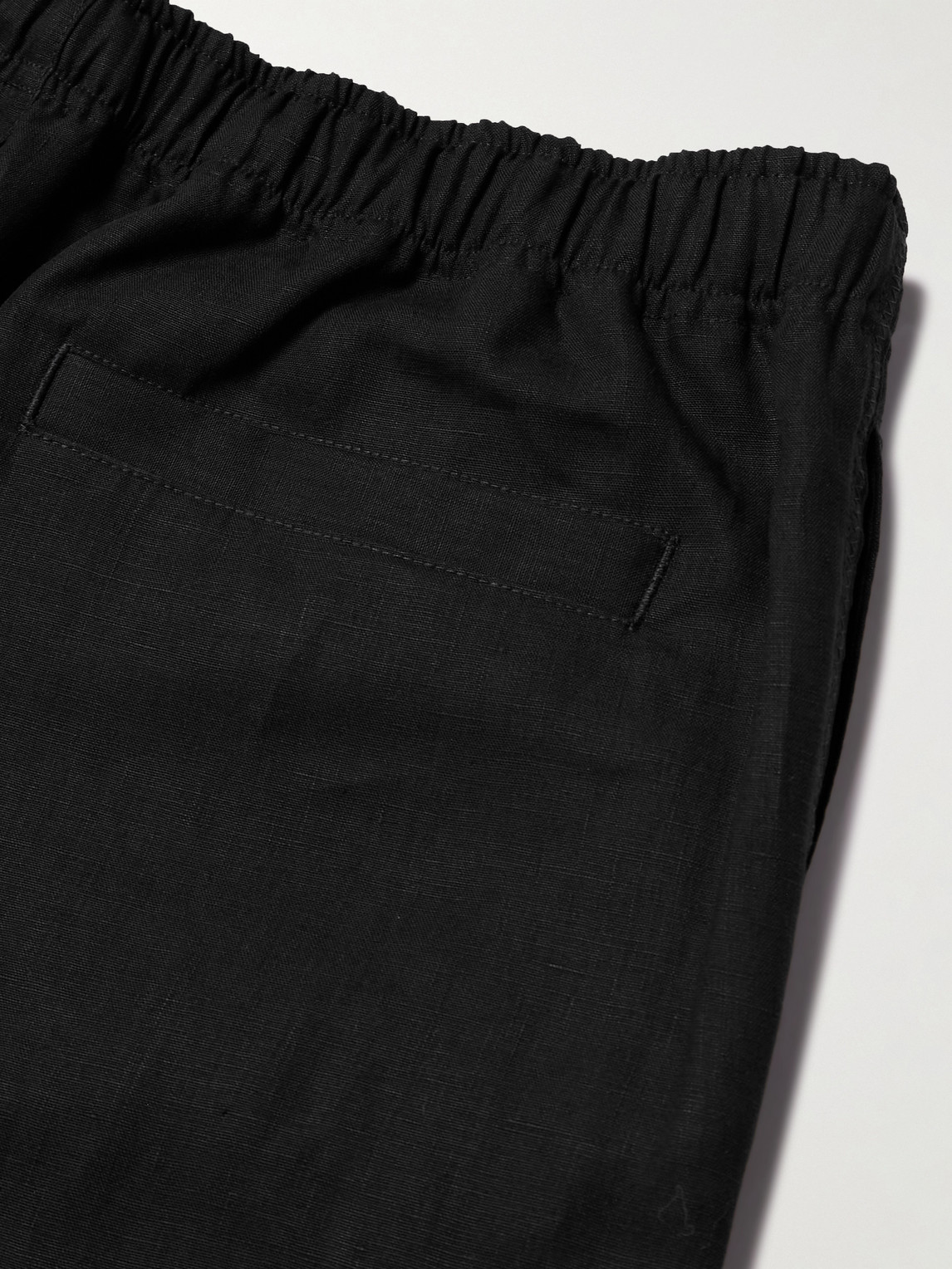 Orlebar Brown Alex Tapered Linen Drawstring Trousers In Black