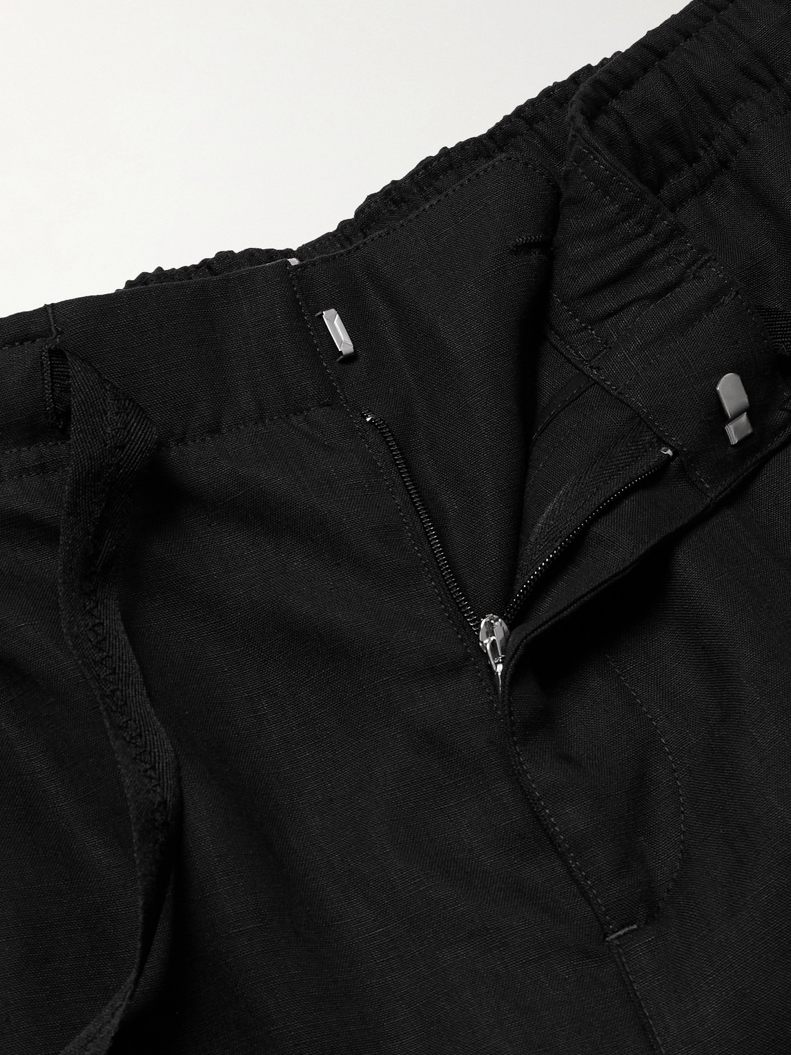 Orlebar Brown Alex Tapered Linen Drawstring Trousers In Black