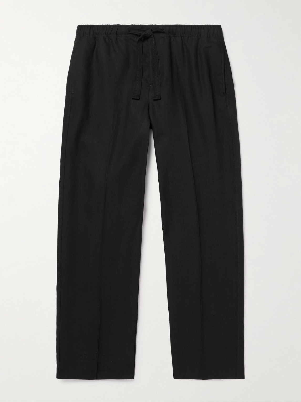 Orlebar Brown Alex Tapered Linen Drawstring Trousers In Black