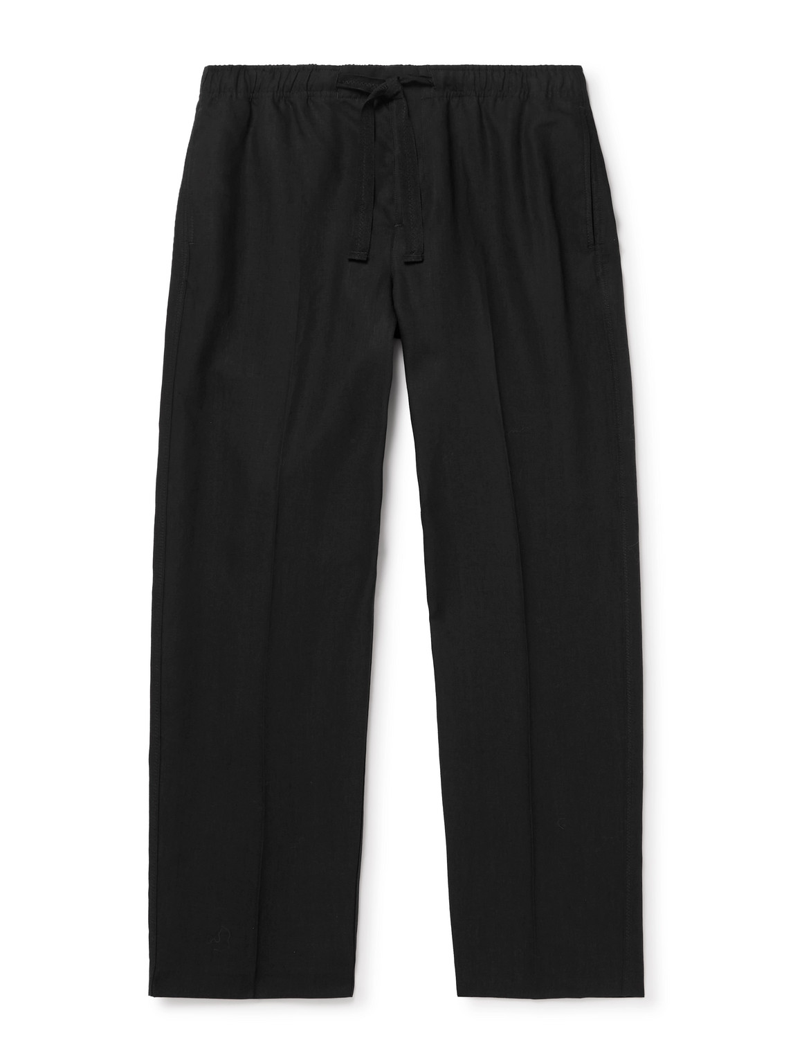 Orlebar Brown Alex Tapered Linen Drawstring Trousers In Black