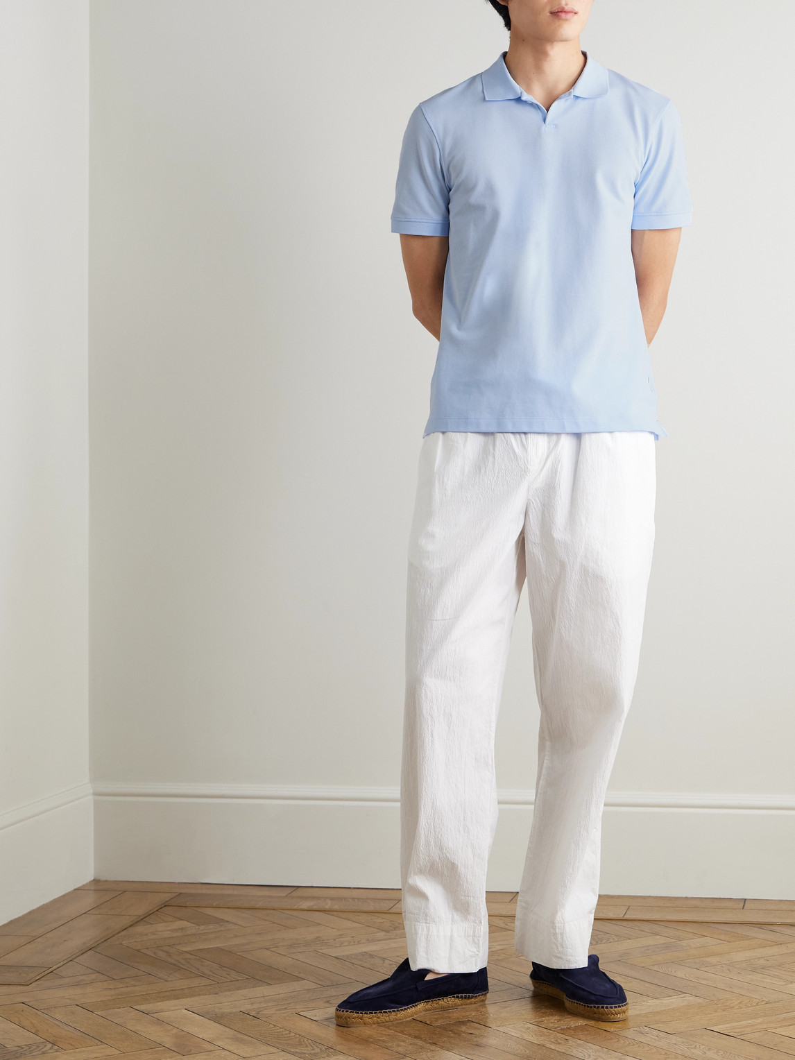 Orlebar Brown Bruno Slim-fit Organic Cotton-piqué Polo Shirt In Blue