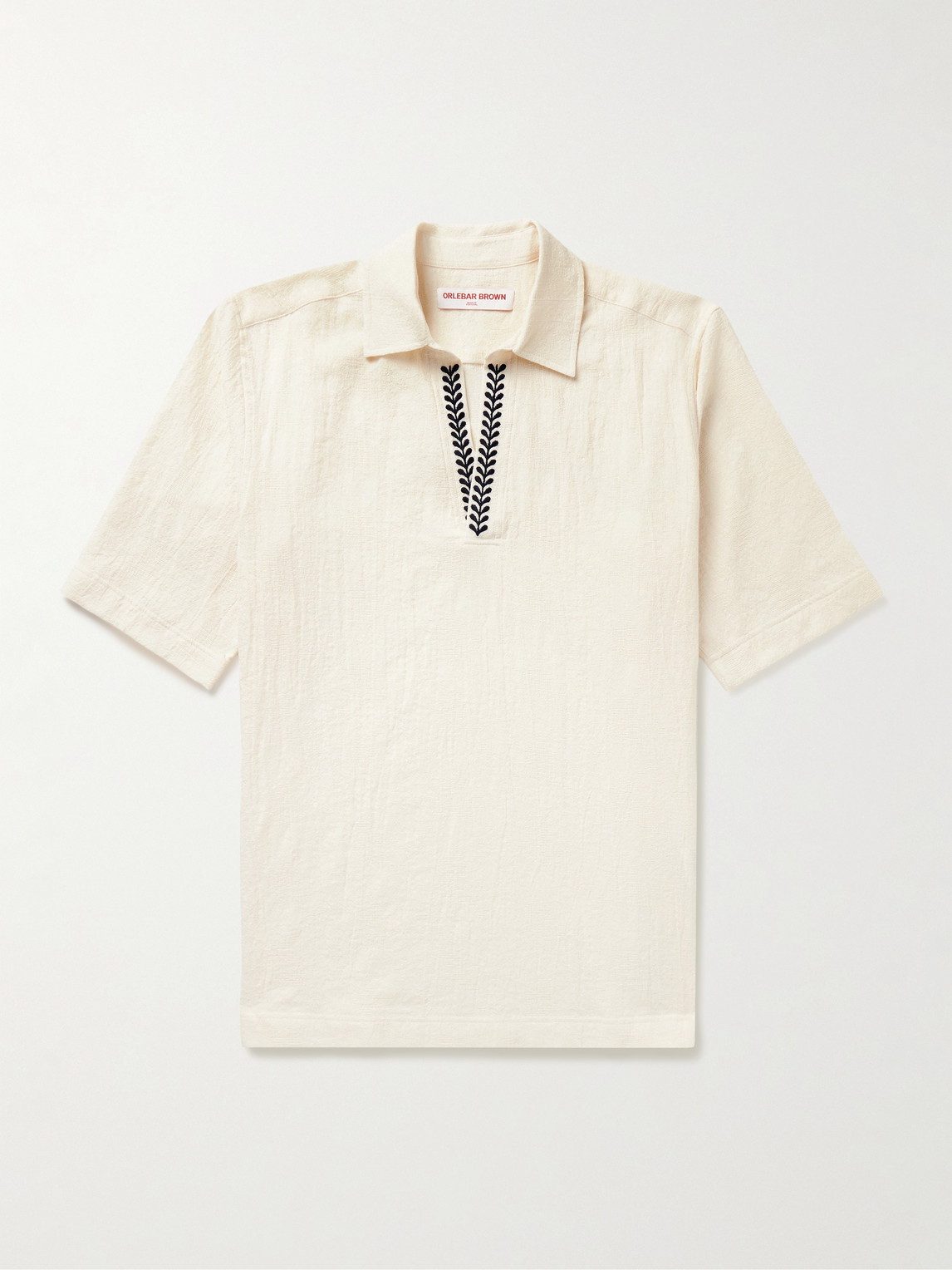 Orlebar Brown Ridley Embroidered Organic Cotton-Gauze Polo hirt - Men