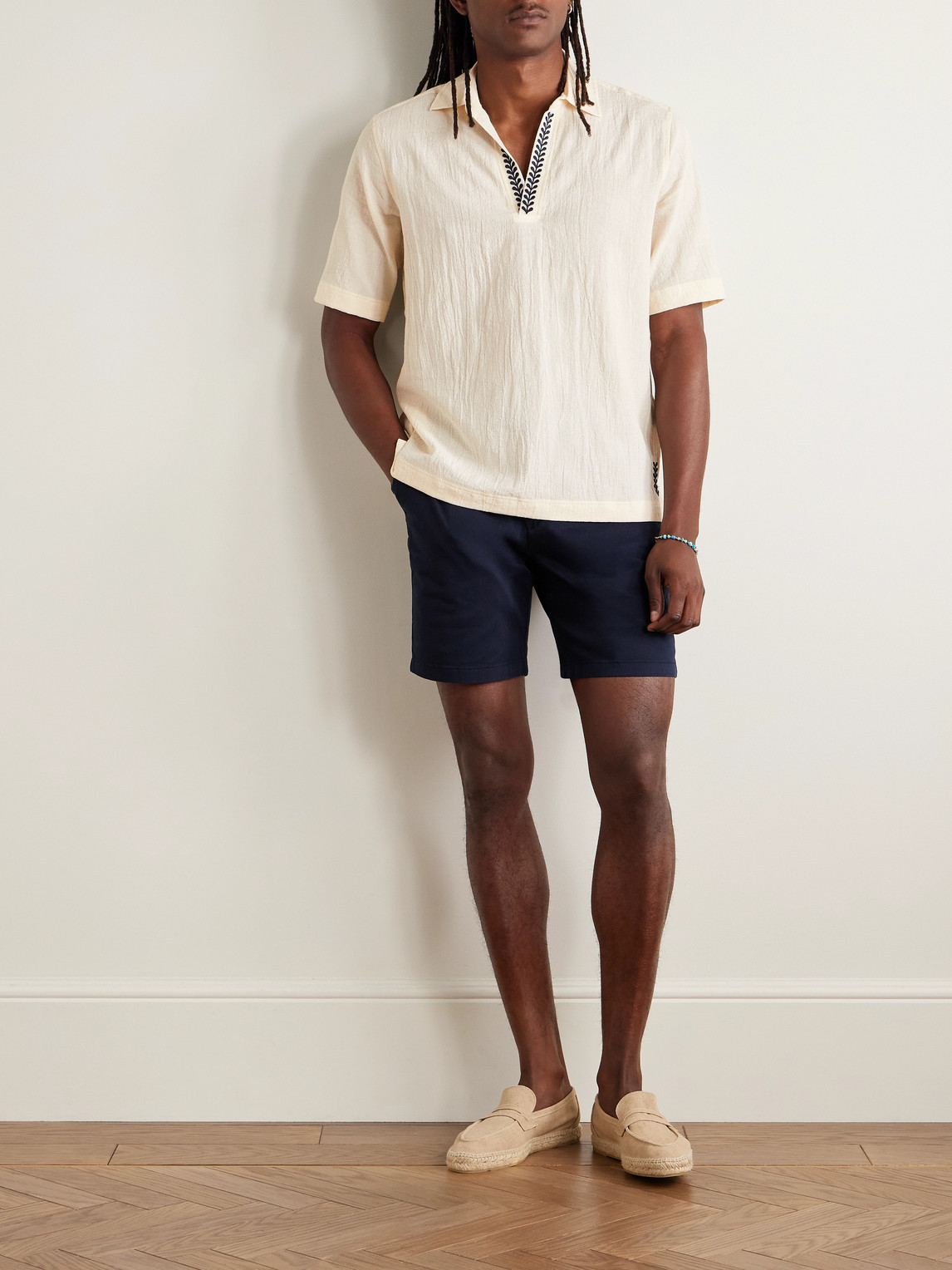 Orlebar Brown Ridley Embroidered Organic Cotton-gauze Polo Shirt In Multi