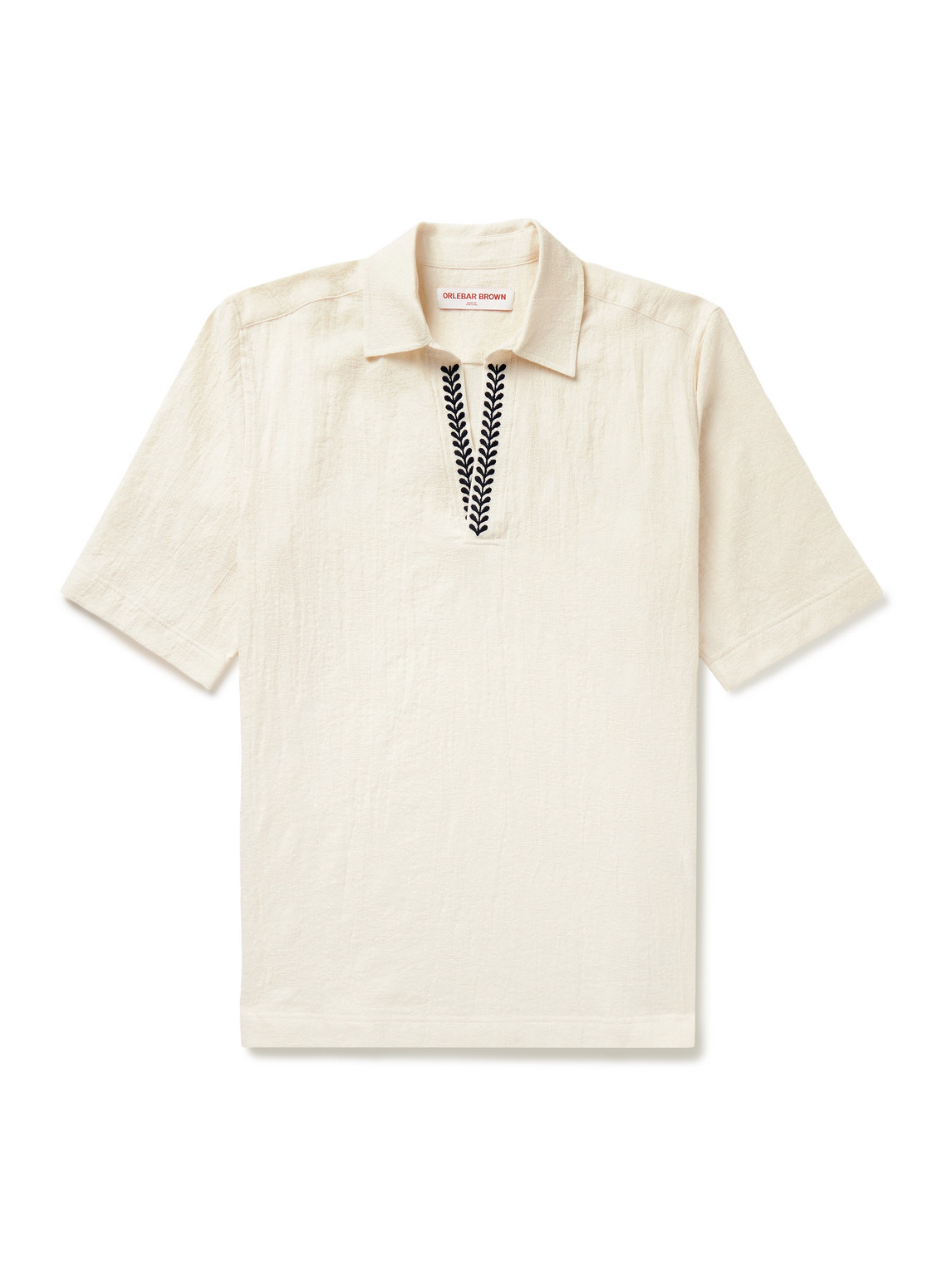 Orlebar Brown Ridley Embroidered Organic Cotton-gauze Polo Shirt In Multi