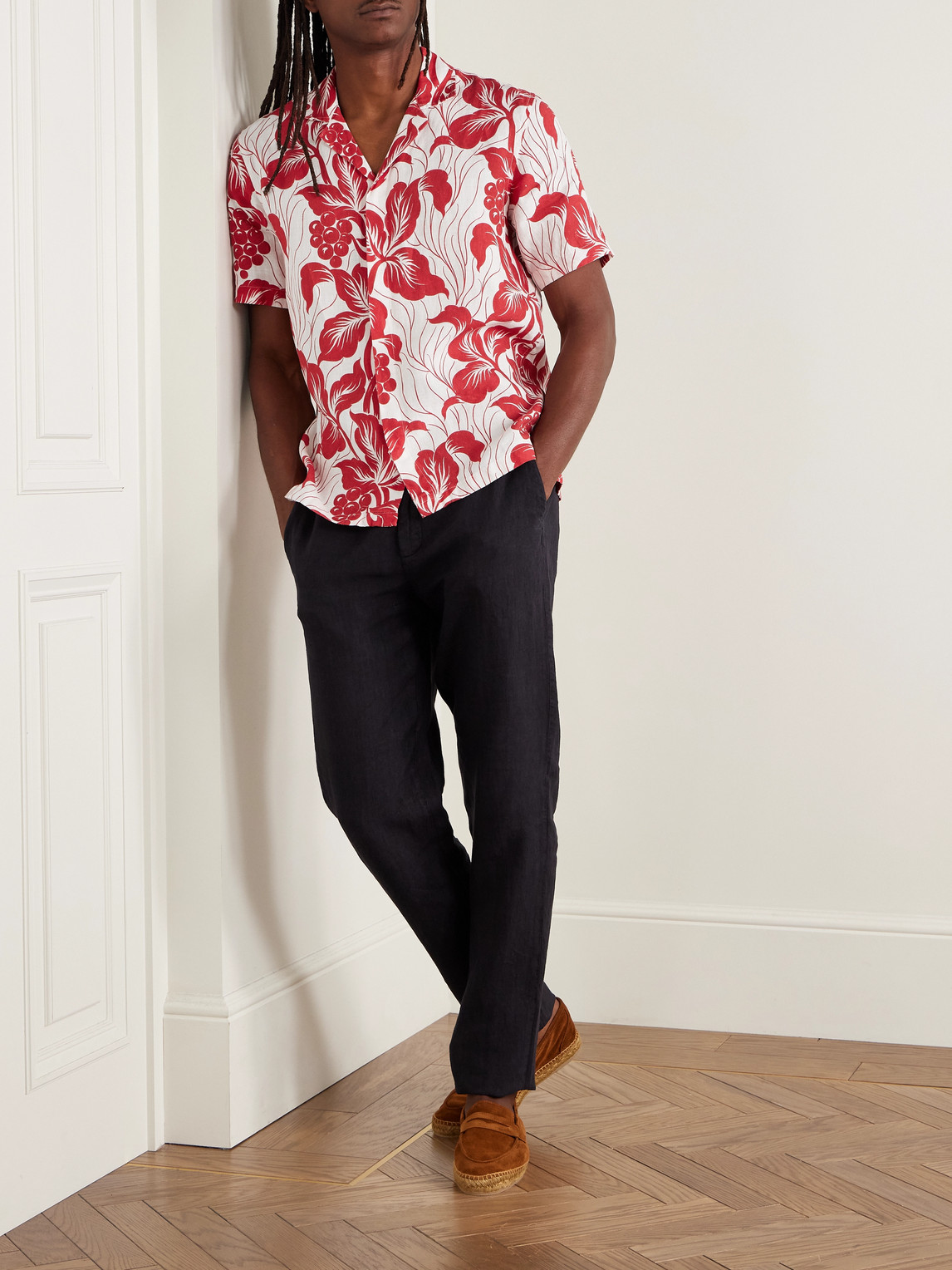 Orlebar Brown Maitan Camp-collar Floral-print Linen Shirt In Multi