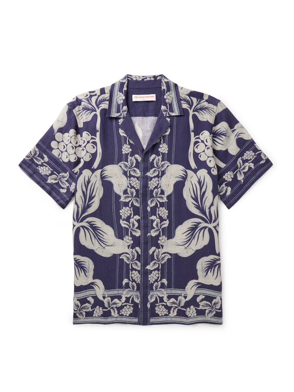 Orlebar Brown Maitan Camp-collar Printed Linen Shirt In Blue