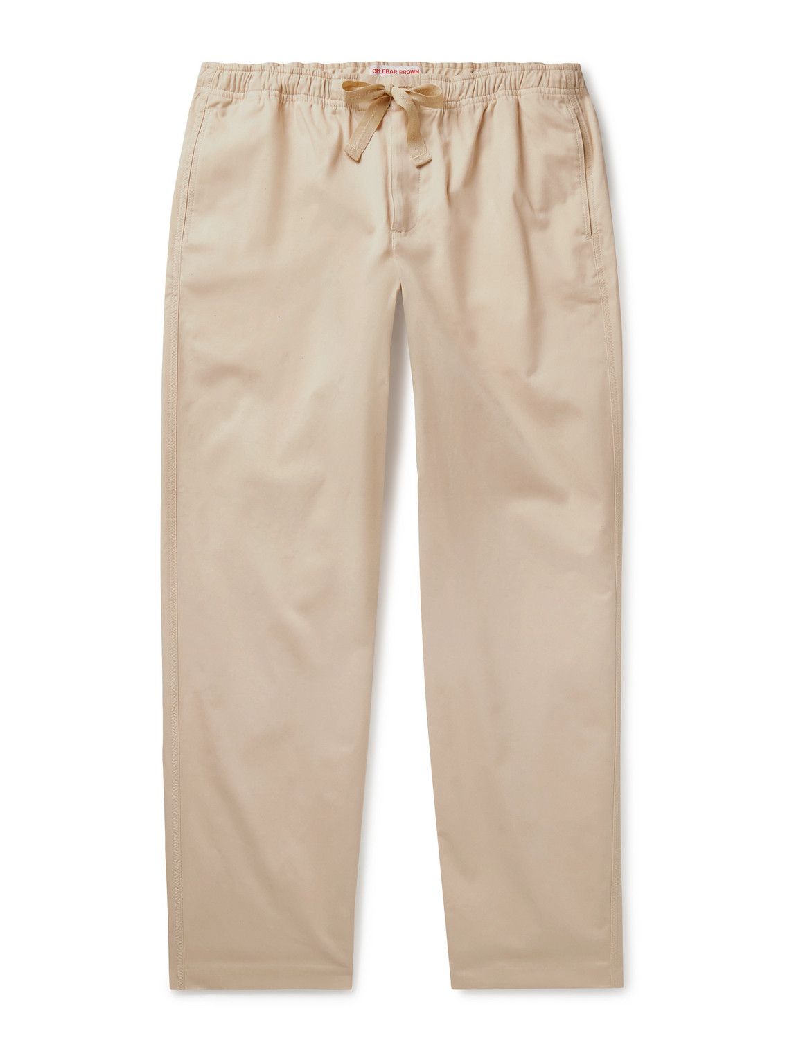 Orlebar Brown Alex Slim-fit Brushed Cotton-blend Twill Drawstring Trousers In Neutral