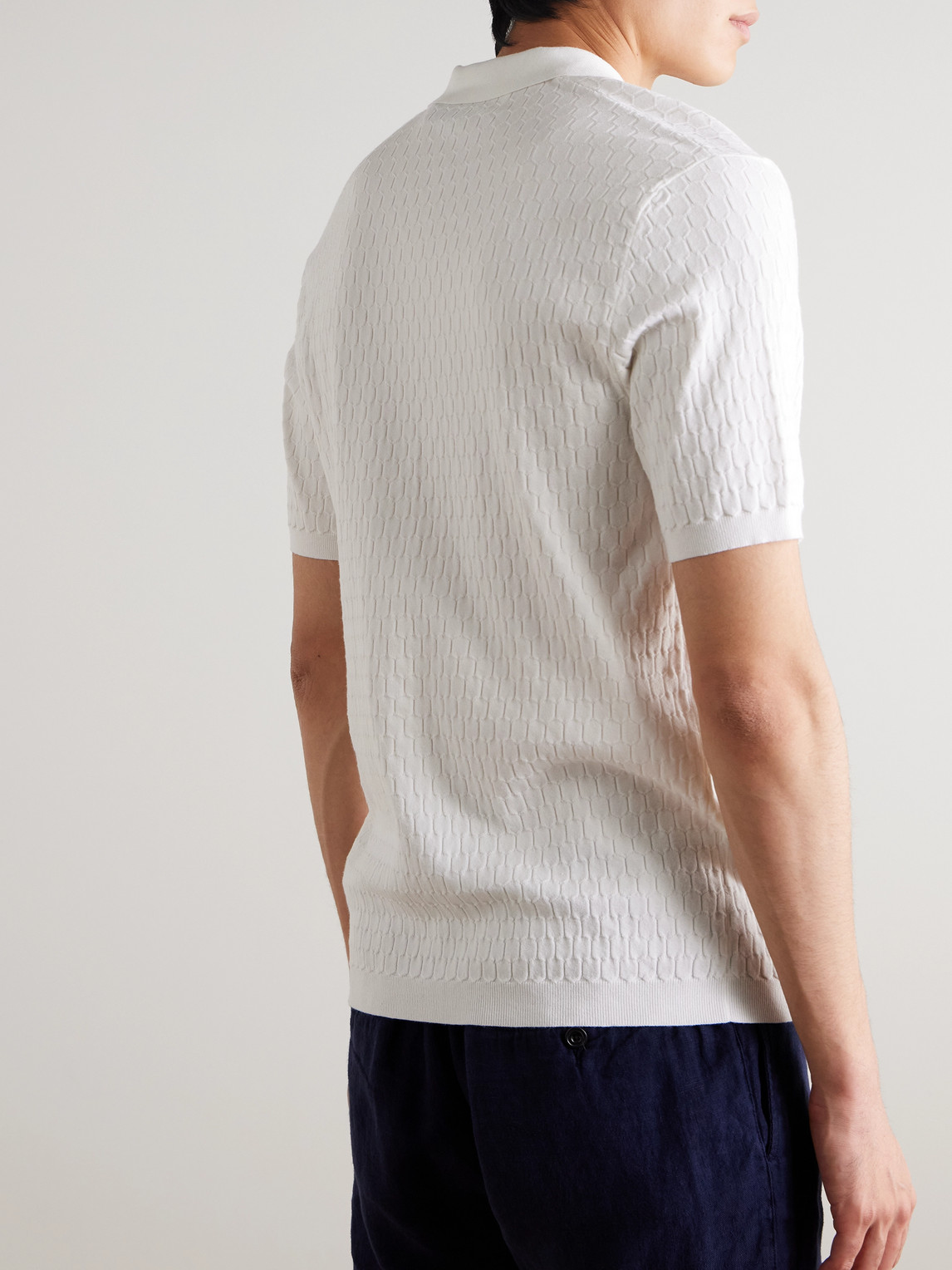 Orlebar Brown Lamborghini Horton Esagono Honeycomb-knit Lenzing™-blend Polo Shirt In White