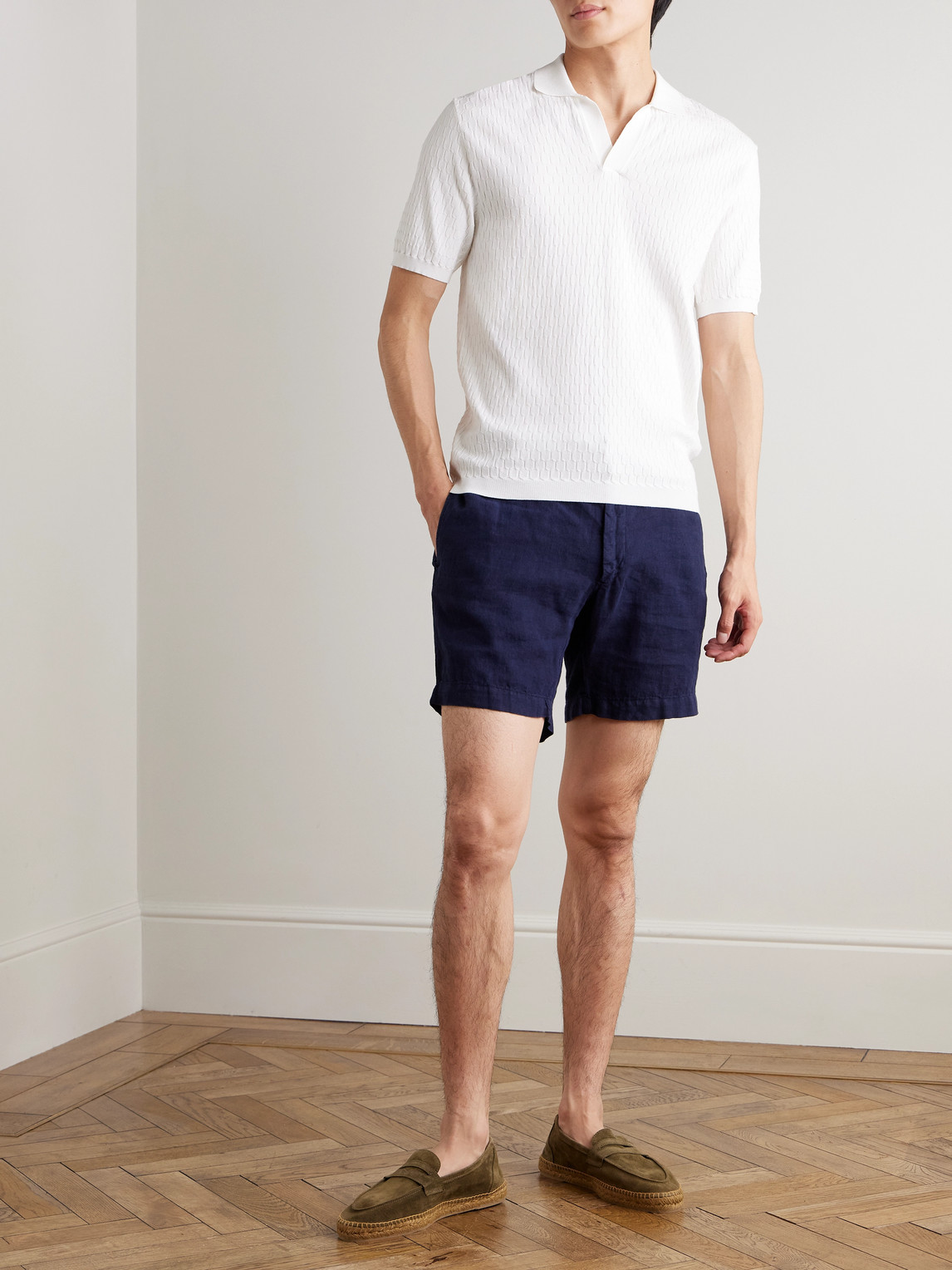 Orlebar Brown Lamborghini Horton Esagono Honeycomb-knit Lenzing™-blend Polo Shirt In White
