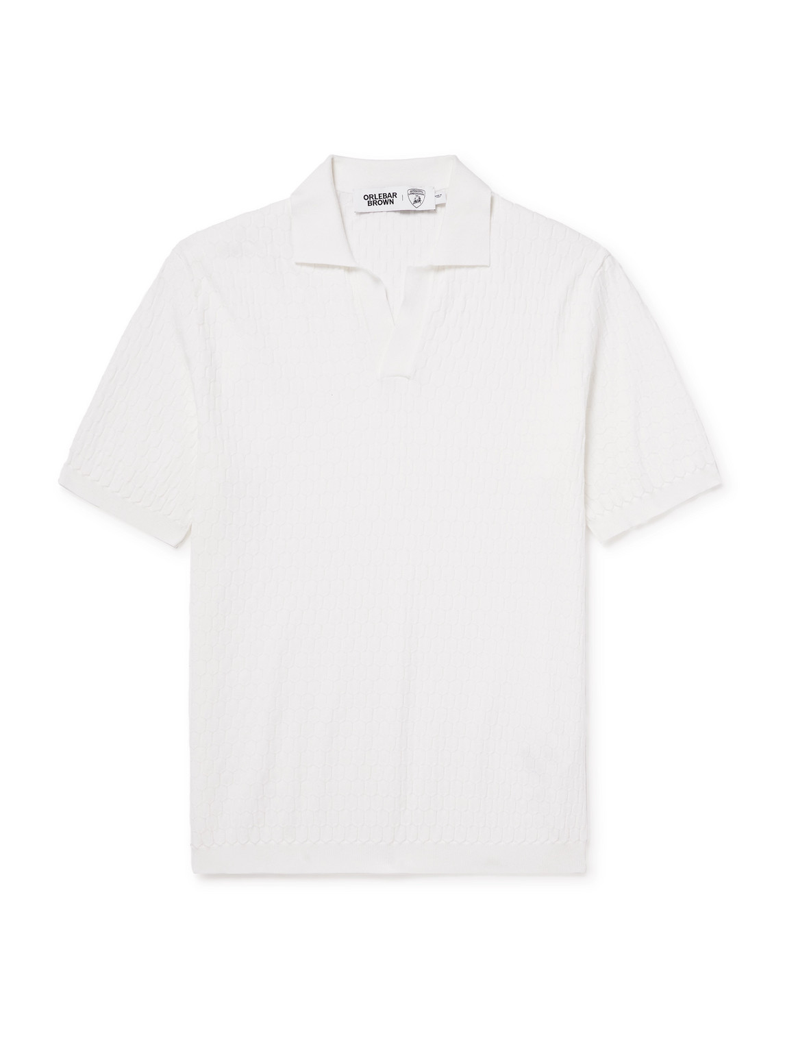 Orlebar Brown Lamborghini Horton Esagono Honeycomb-knit Lenzing™-blend Polo Shirt In White
