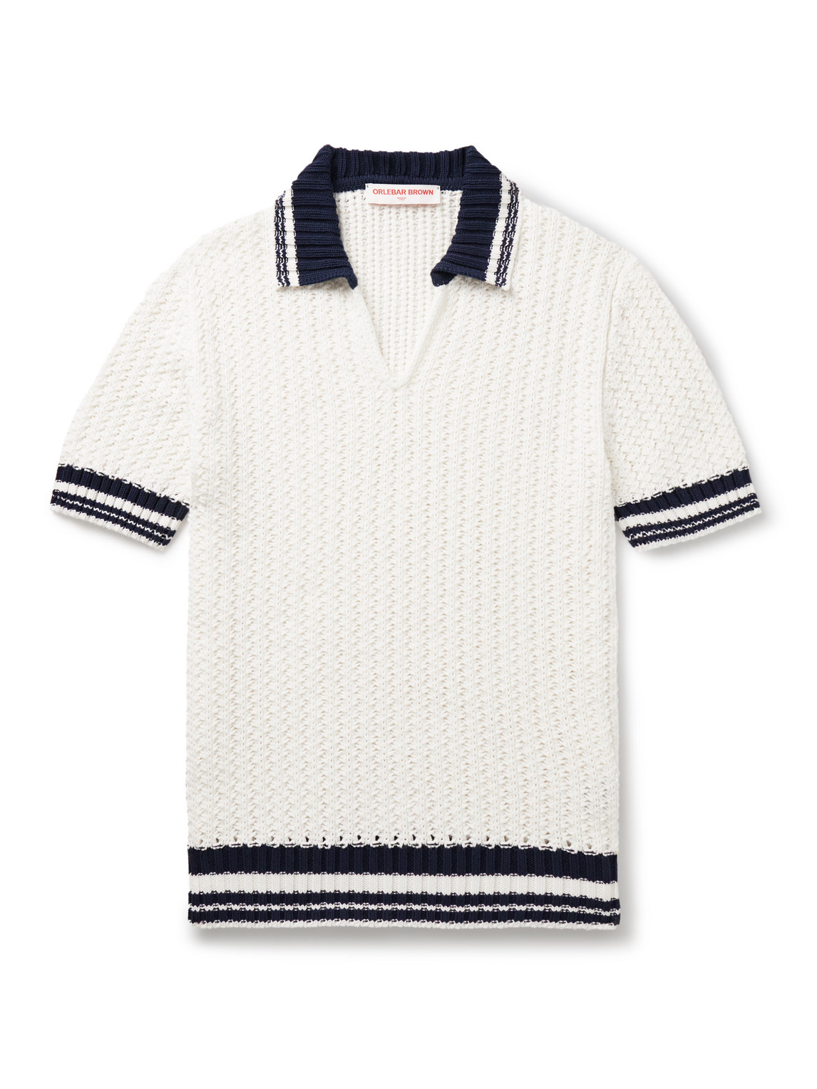 Orlebar Brown Swift Crocheted Organic Cotton Polo Shirt In White