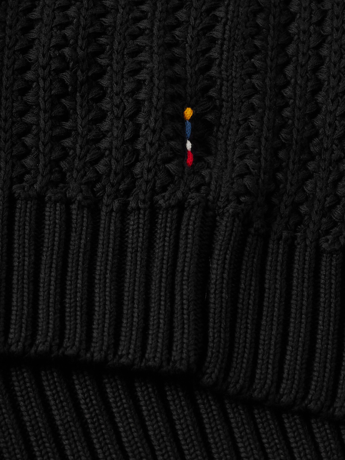 Orlebar Brown Textured-knit Organic Cotton Polo Shirt In Black