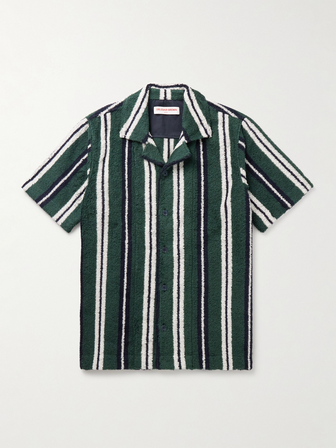 Orlebar Brown Criffith Camp-Collar triped Cotton-Blend Terry hirt - Men