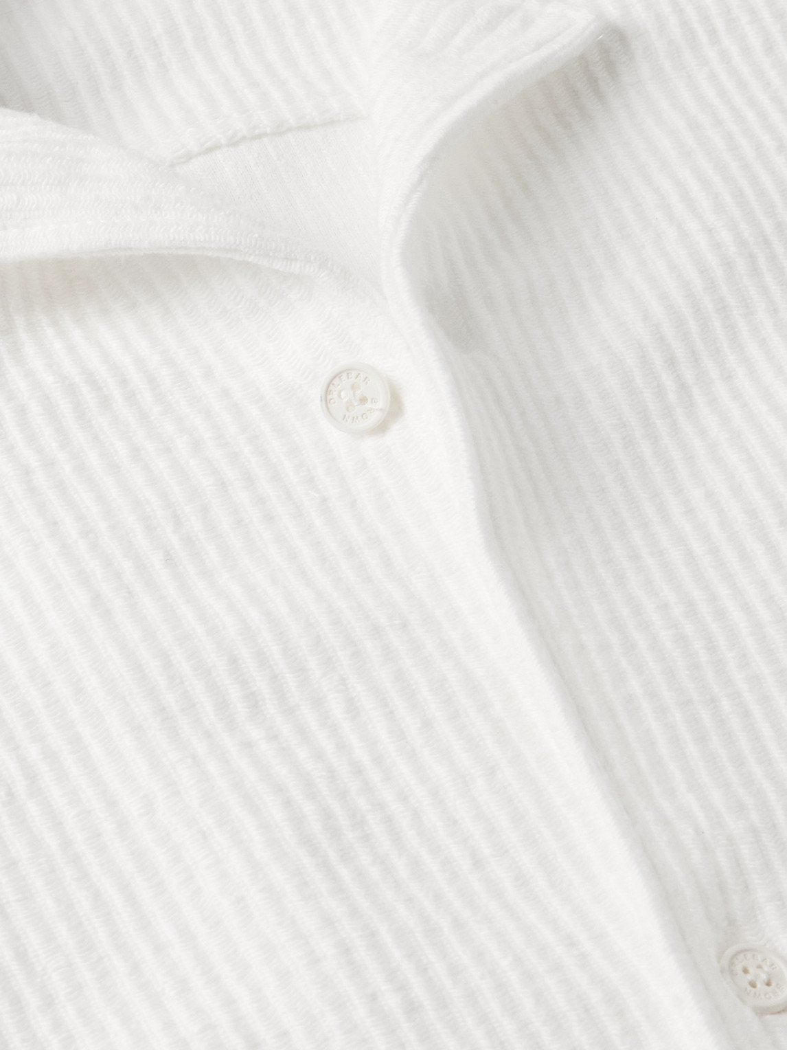 Orlebar Brown Maitan Camp-collar Ribbed Organic Cotton-terry Shirt In White