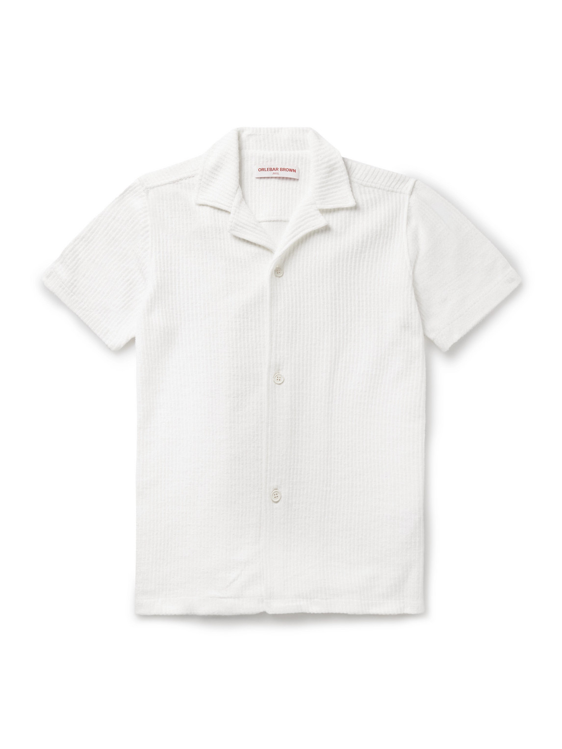 Orlebar Brown Maitan Camp-collar Ribbed Organic Cotton-terry Shirt In White