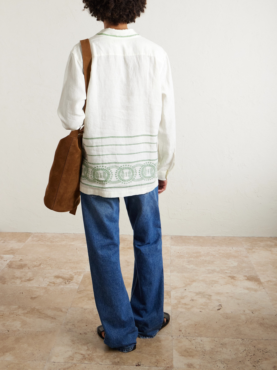 Orlebar Brown Ridley Printed Linen Shirt In White