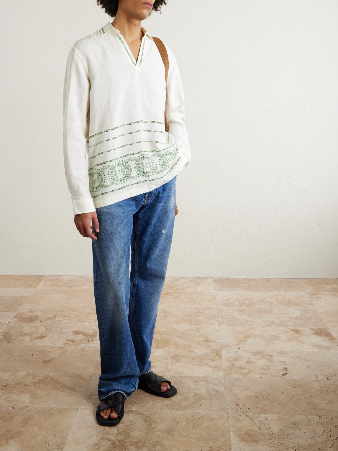 Orlebar Brown Ridley Printed Linen Shirt In White