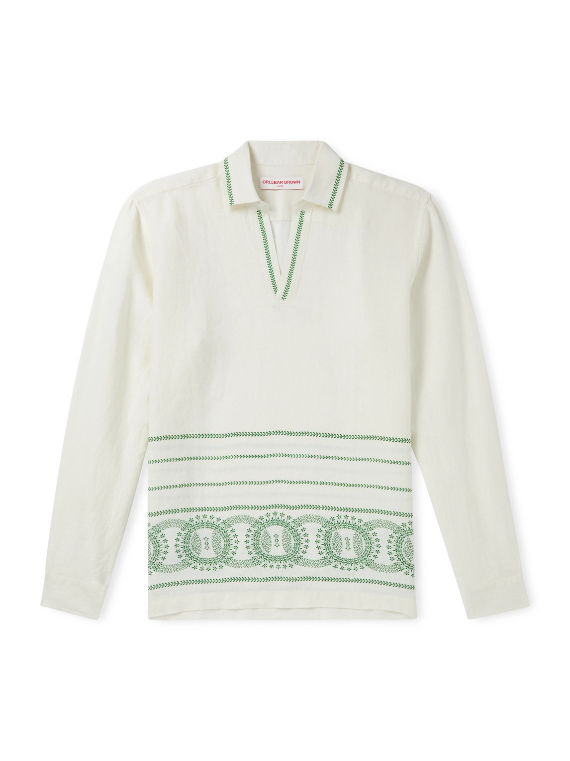 Orlebar Brown Ridley Printed Linen Shirt In White