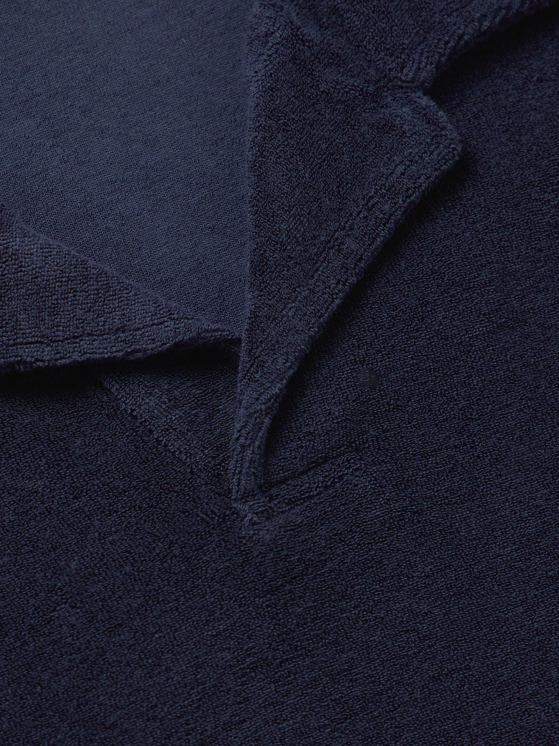 Orlebar Brown Camp-collar Organic Cotton-terry Polo Shirt In Blue