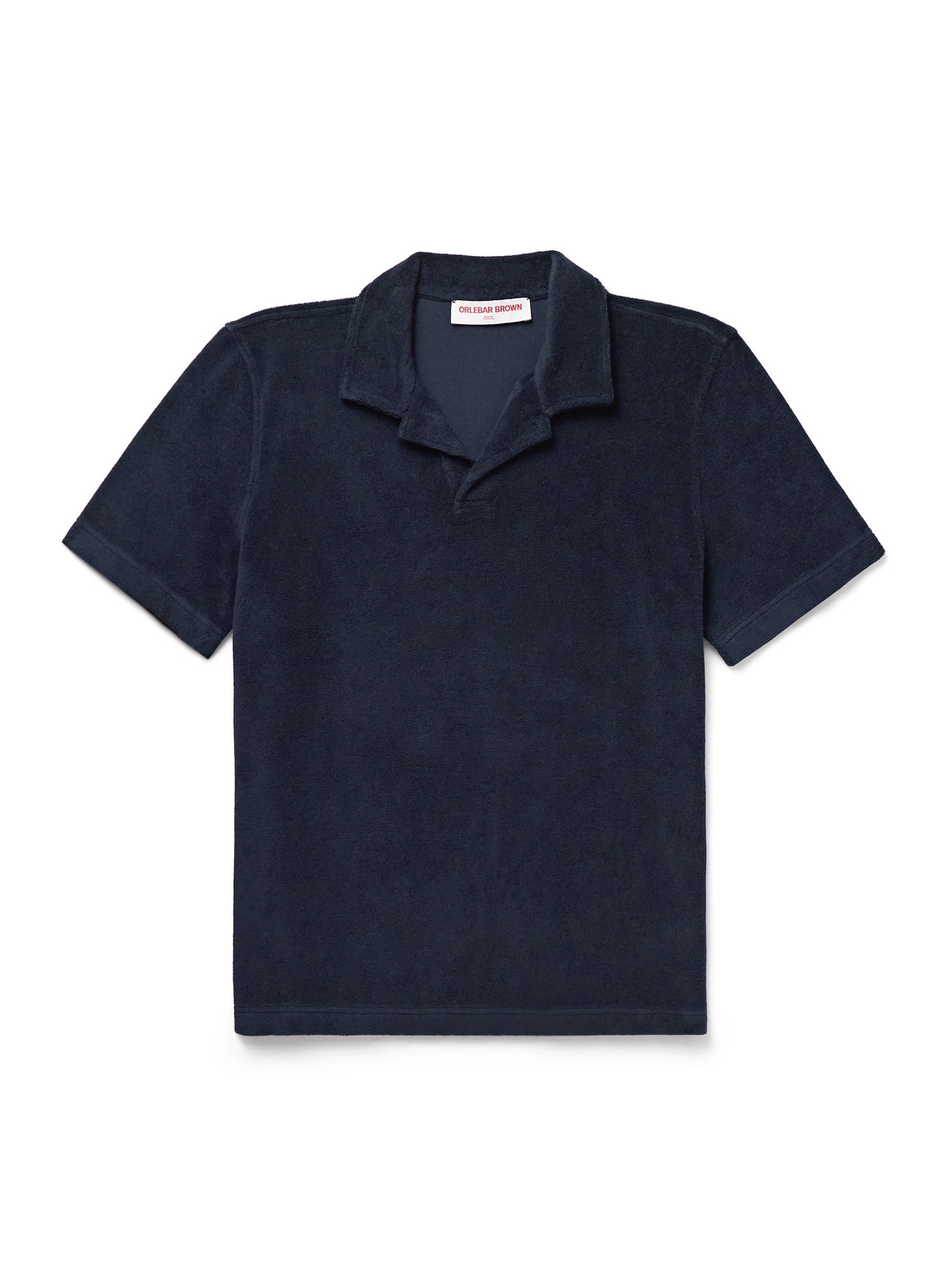 Orlebar Brown Camp-collar Organic Cotton-terry Polo Shirt In Blue