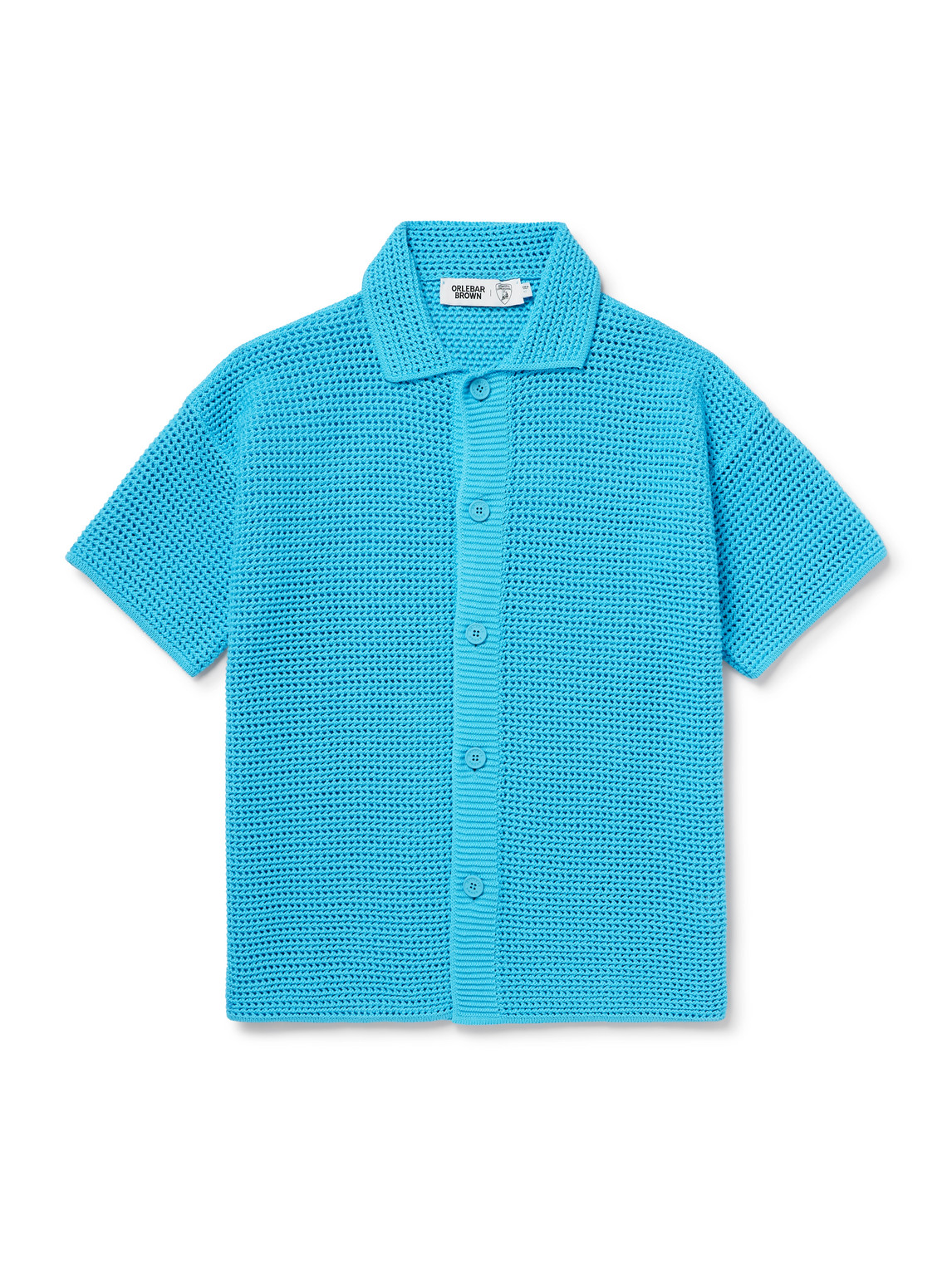Orlebar Brown Lamborghini Thomas Open-knit Organic Cotton Shirt In Blue