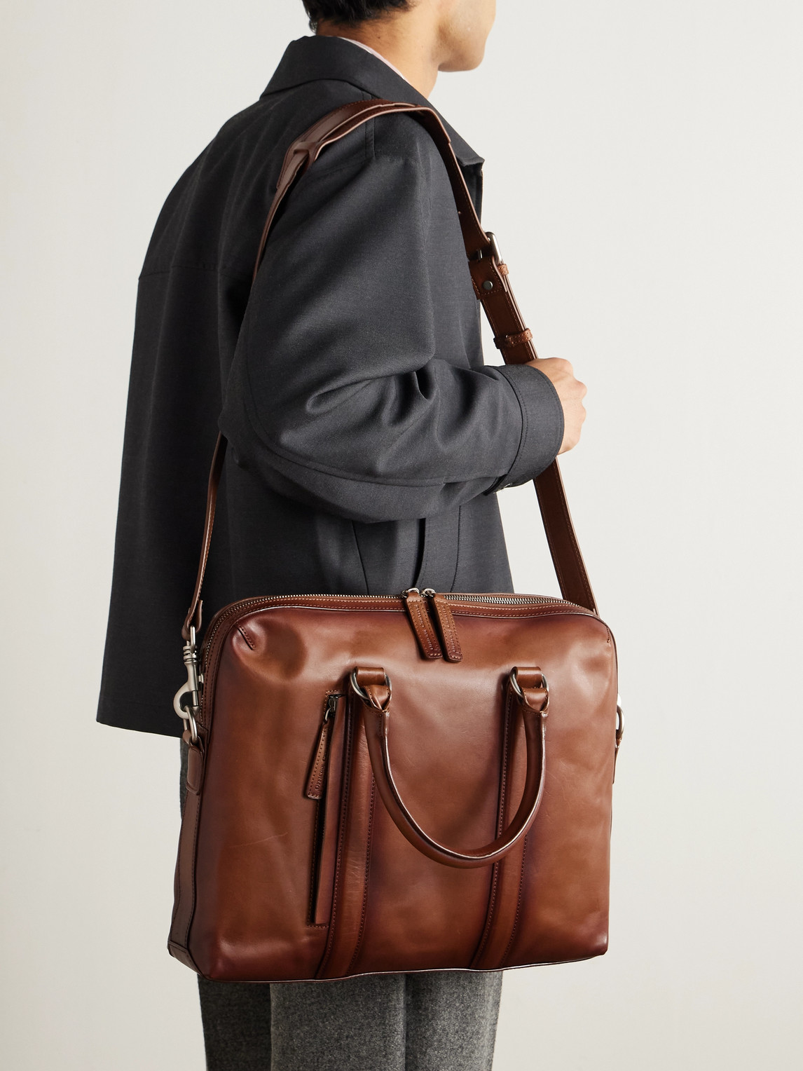 Officine Creative Quentin 019 Leather Briefcase In Brown