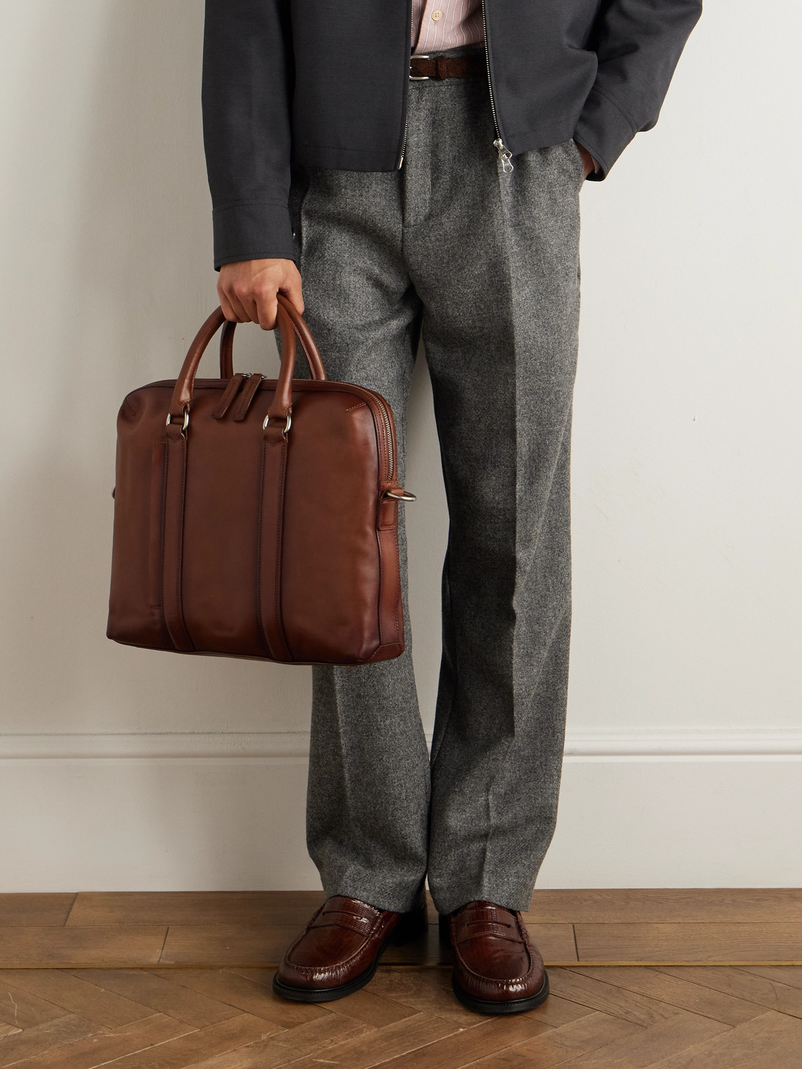 Officine Creative Quentin 019 Leather Briefcase In Brown