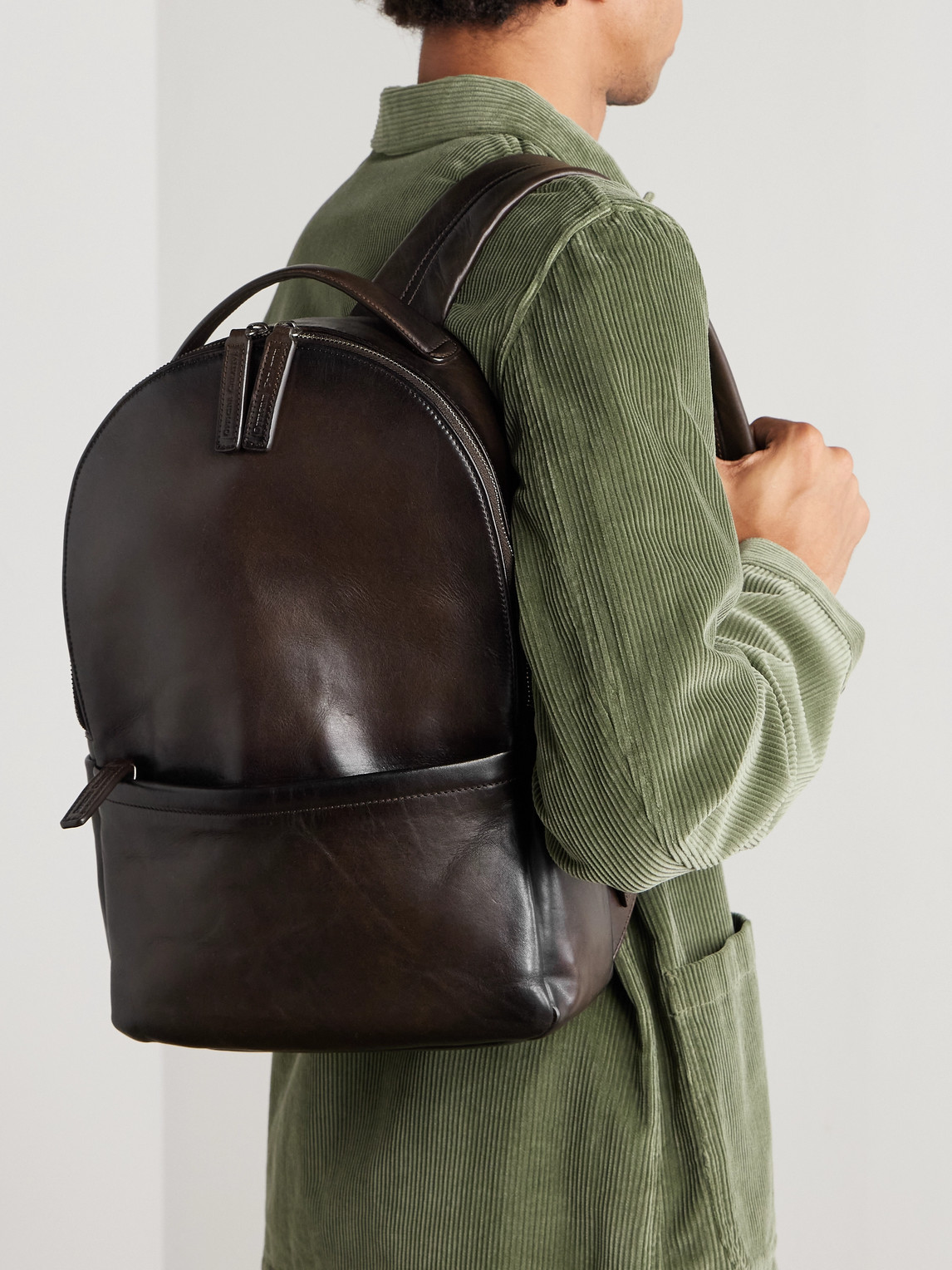 Officine Creative Quentin 20 Leather Backpack In Brown