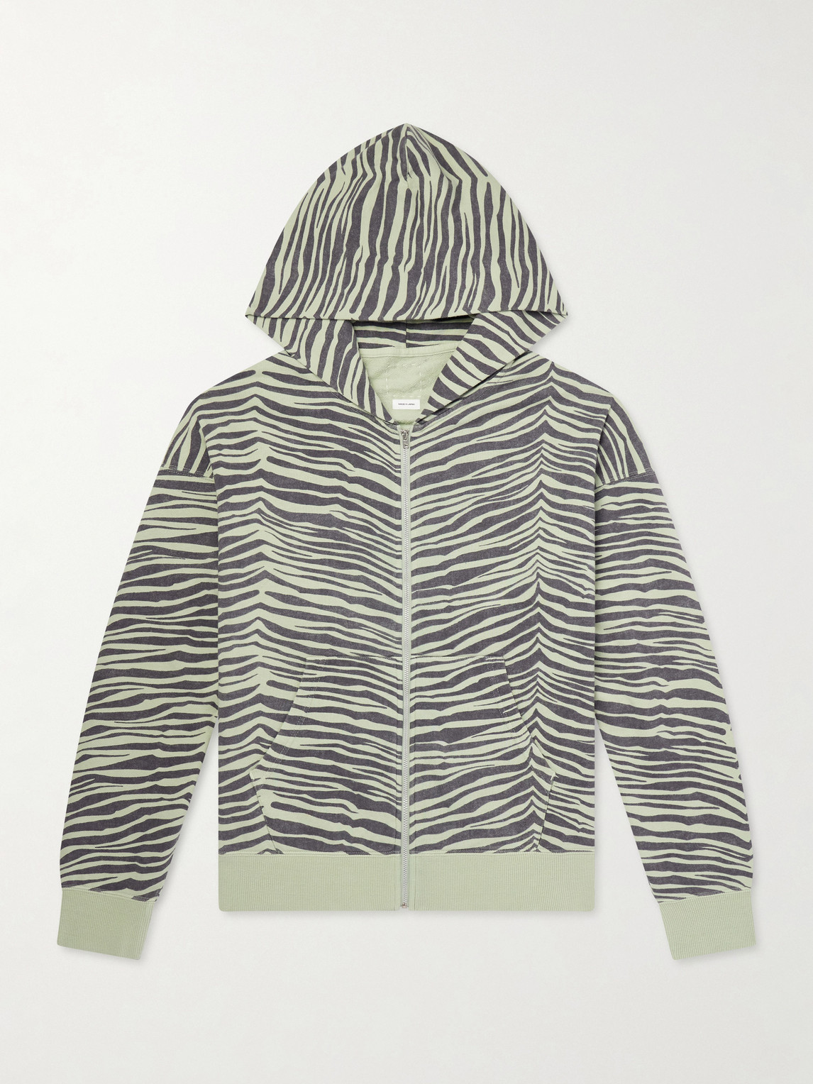 Visvim Jumbo Printed Cotton Zip-up Hoodie In Green