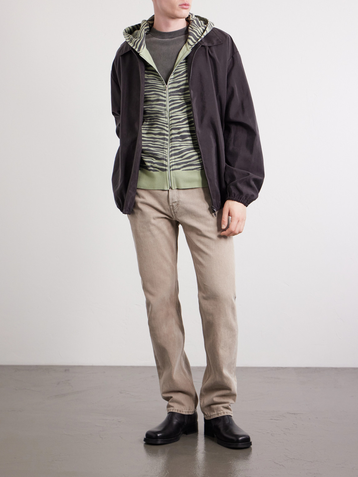 Jumbo Printed Cotton Zip-Up Hoodie