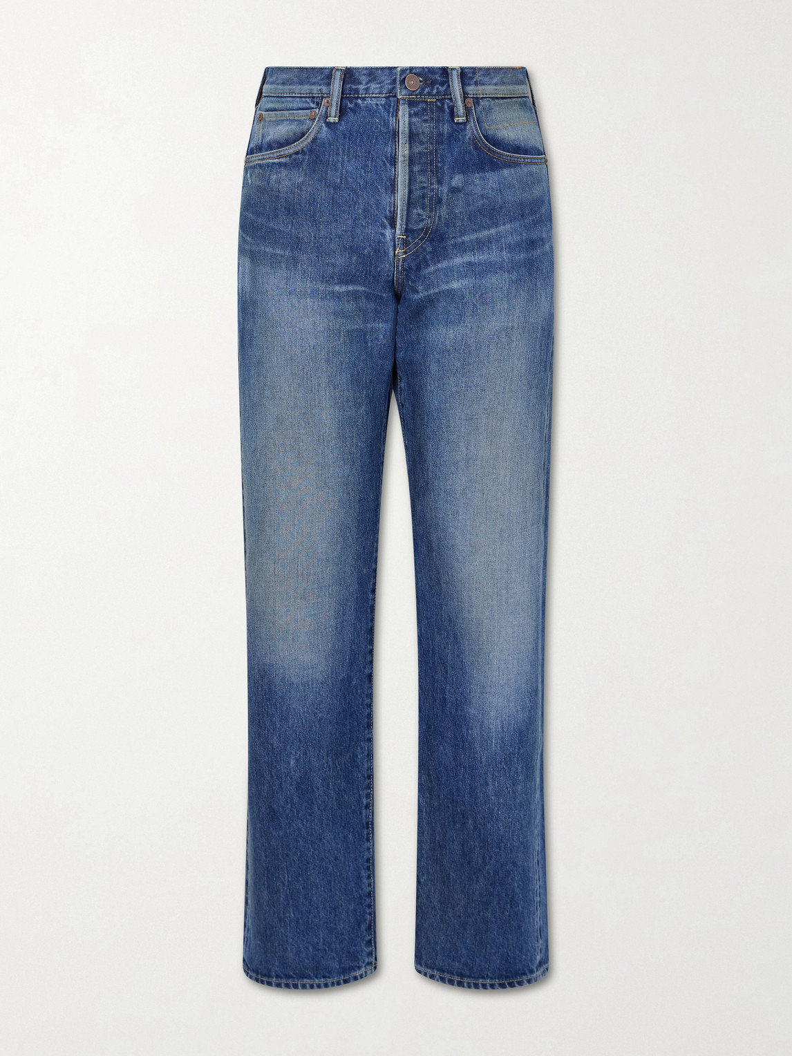 Visvim Social Sculpture 01 Straight-leg Distressed Jeans In Blue