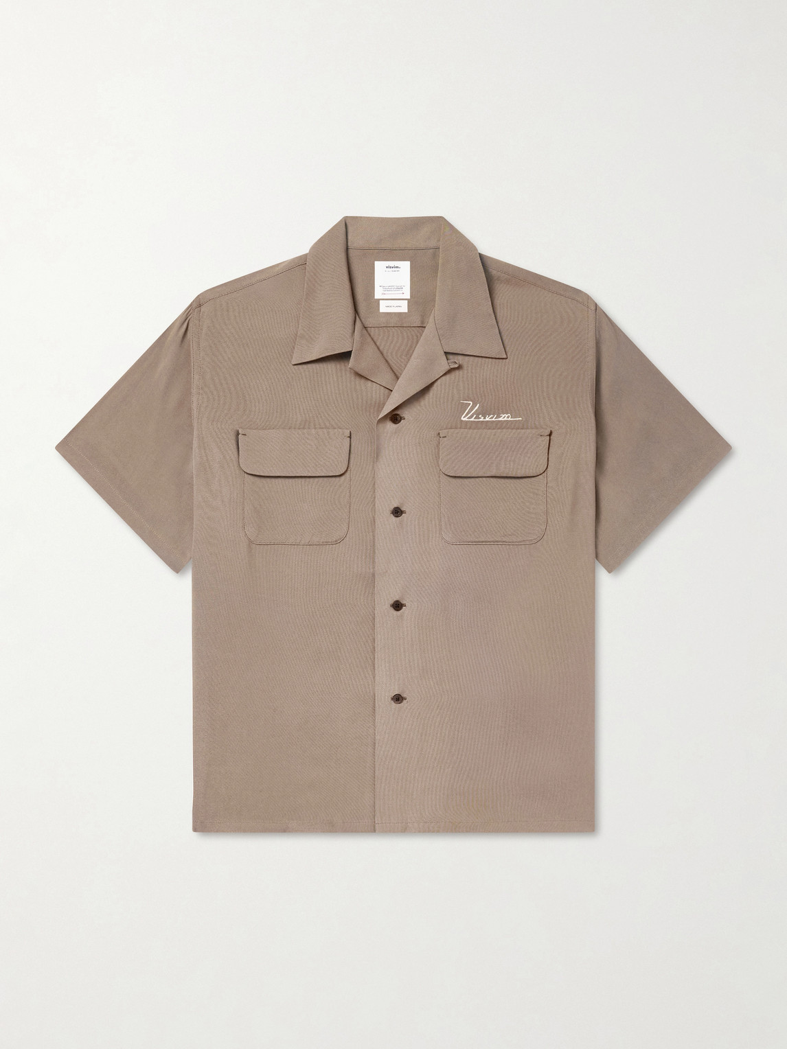 Visvim Judo Convertible-collar Logo-embroidered Woven Shirt In Brown