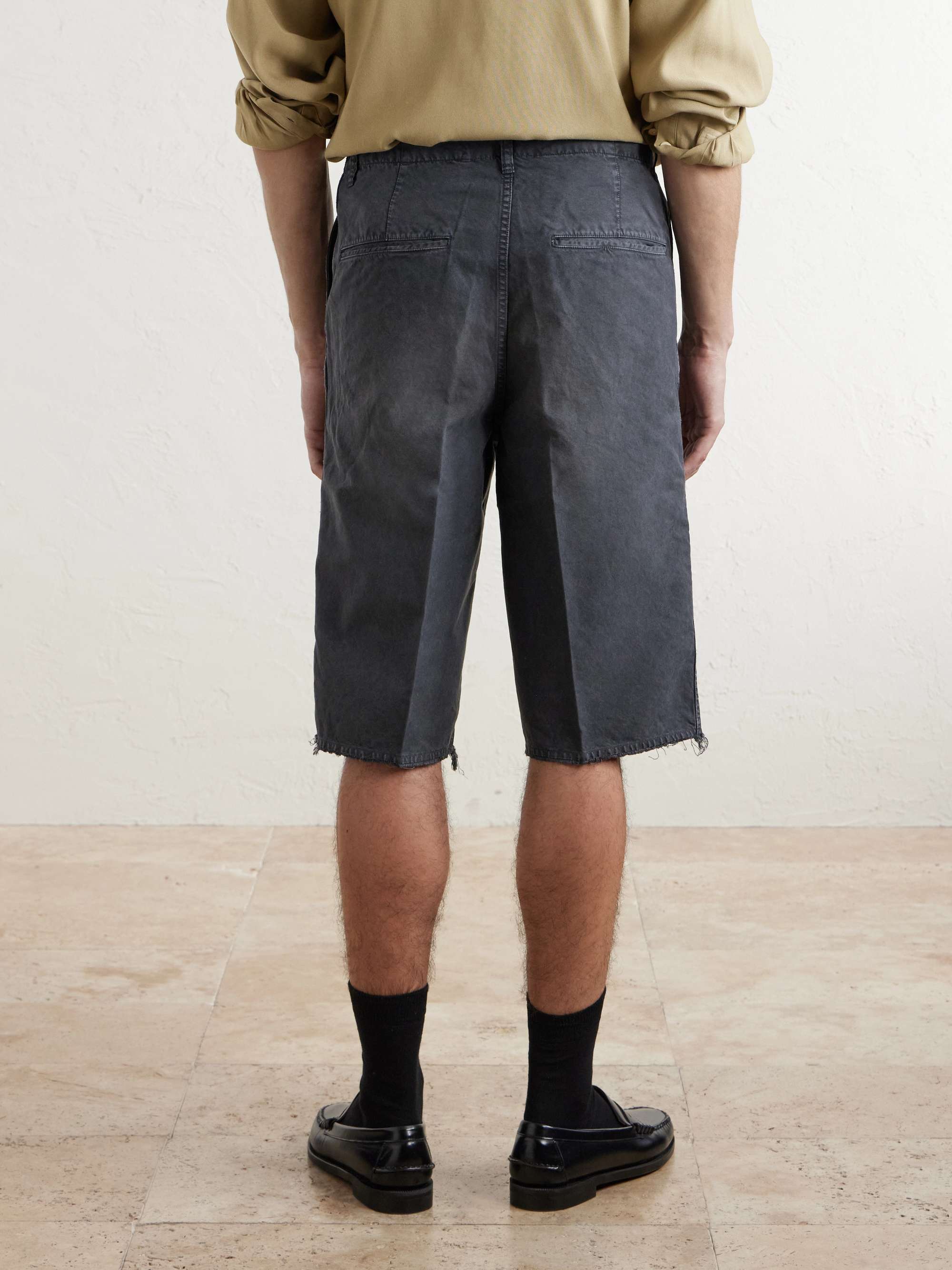 VISVIM Straight-Leg Frayed Cotton-Twill Shorts for Men | MR PORTER CH
