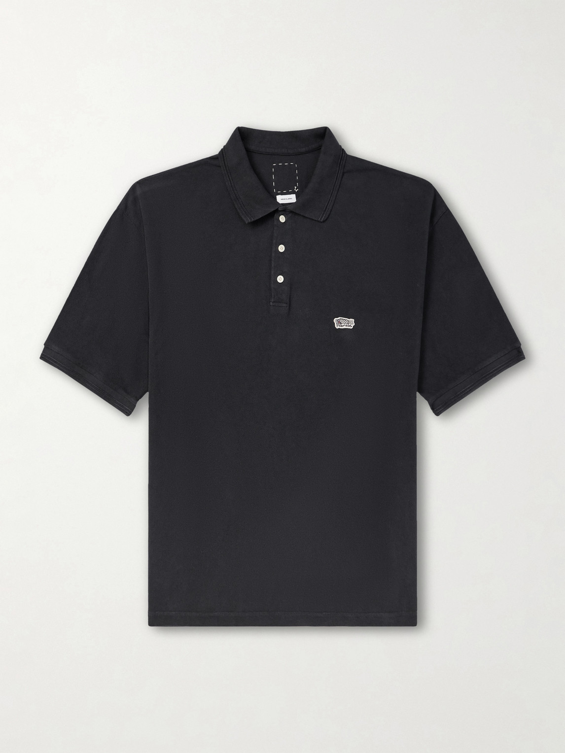 Visvim Mondo Logo-embroidered Cotton-piqué Polo Shirt In Black