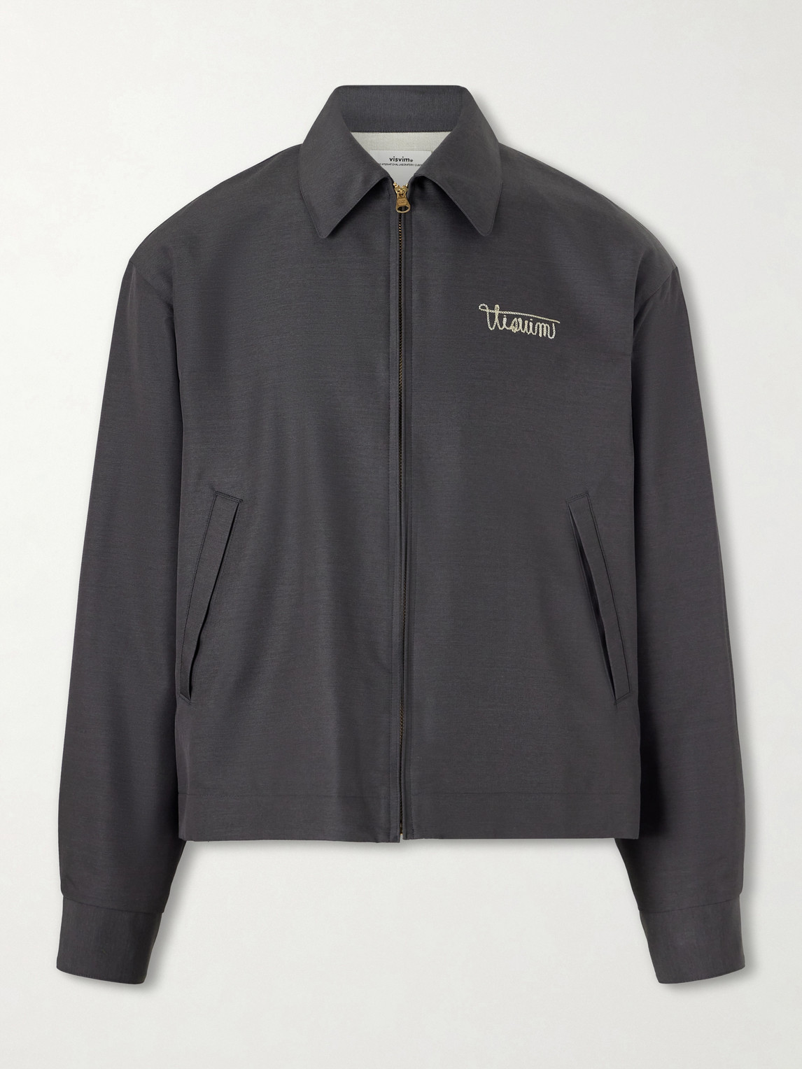 Visvim Kluane Logo-embroidered Wool And Silk-blend Blouson Jacket In Gray