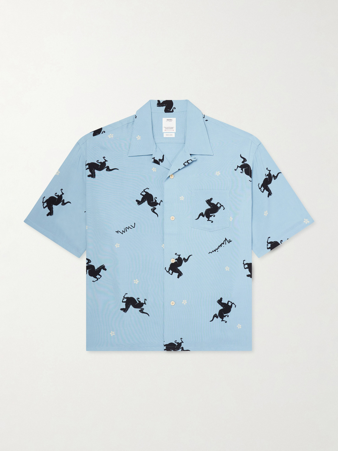 Visvim Crosby Camp-collar Printed Woven Shirt In Blue