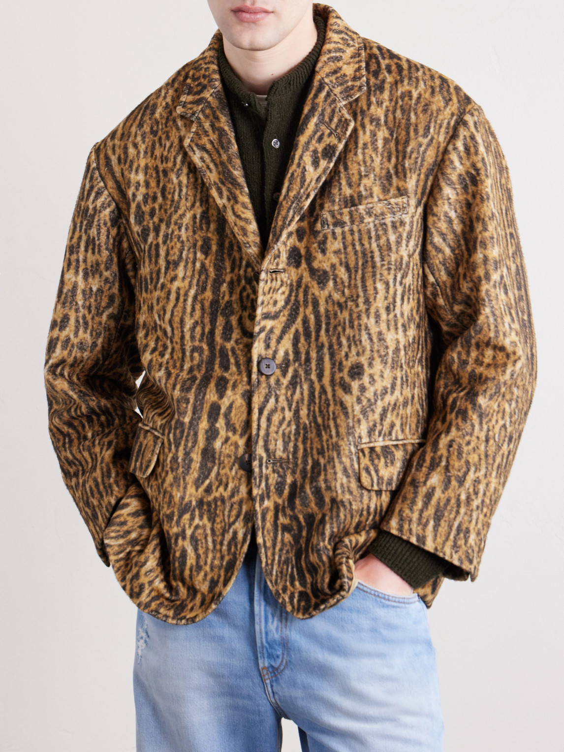  Visvim - Bowen Leopard-print Silk Blazer - Men - Neutrals - 3 