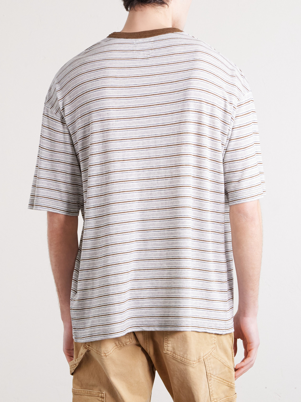 Visvim Striped Wool And Cotton-blend T-shirt In Multi