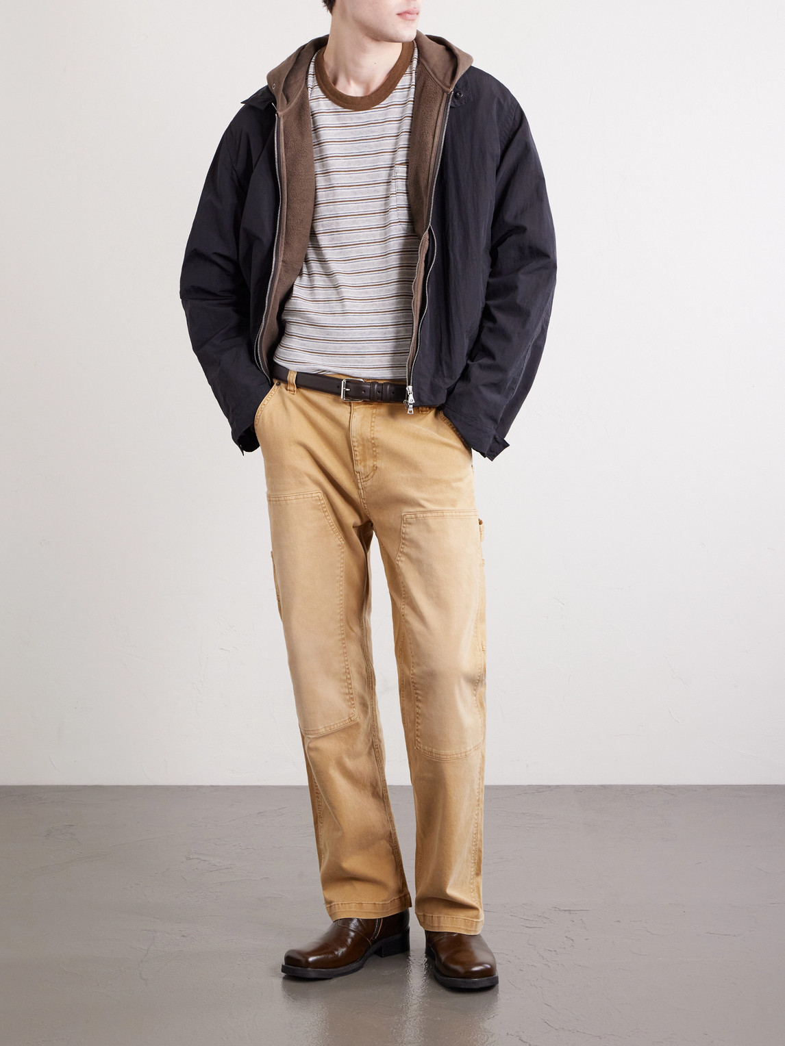 Visvim Striped Wool And Cotton-blend T-shirt In Multi