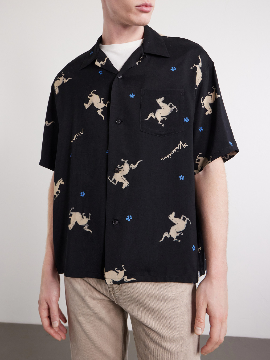  Visvim - Crosby Camp-collar Printed Woven Shirt - Men - Black - 1 
