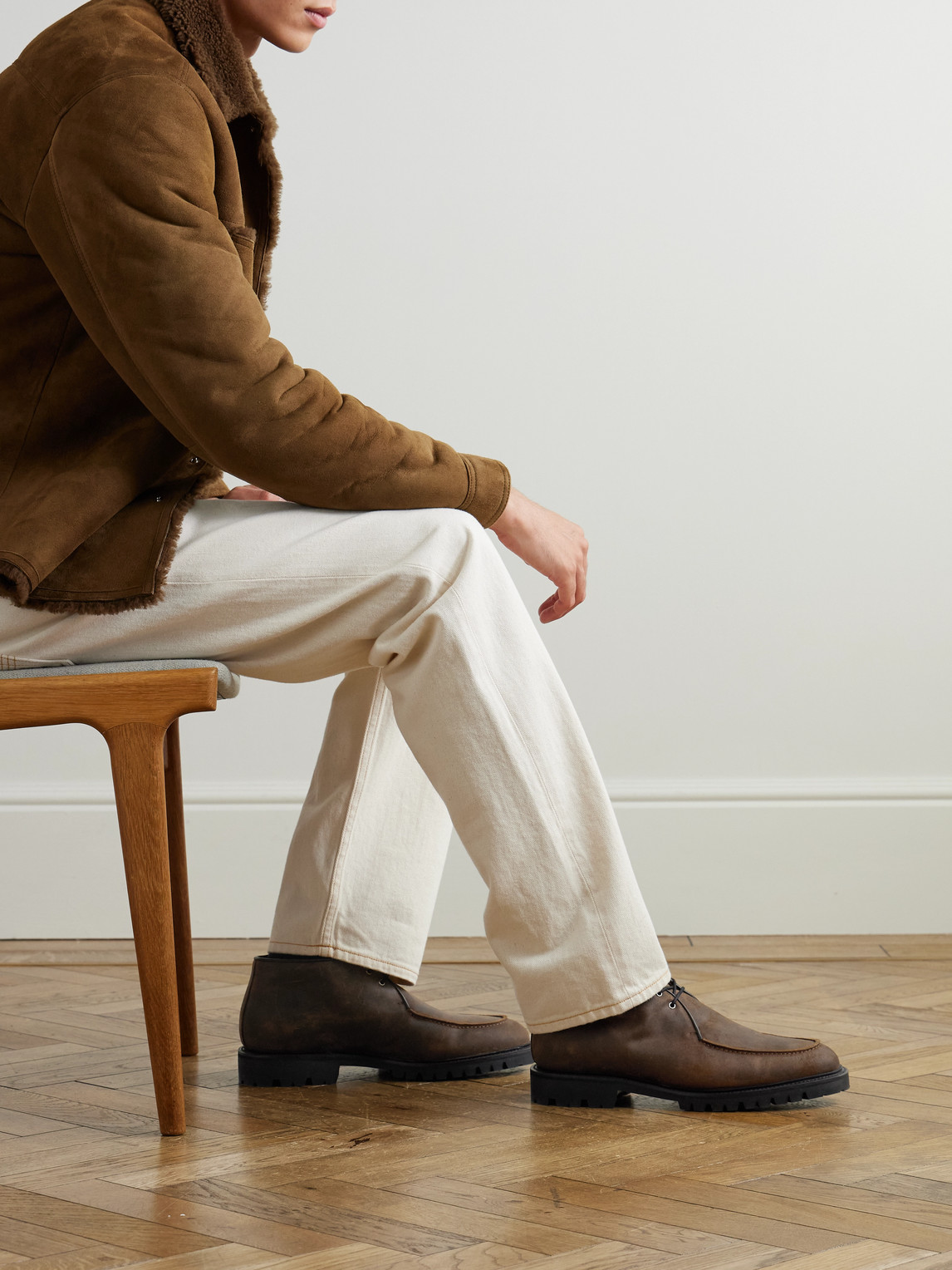 Majordome M69 Waxed-suede Chukka Boots In Brown