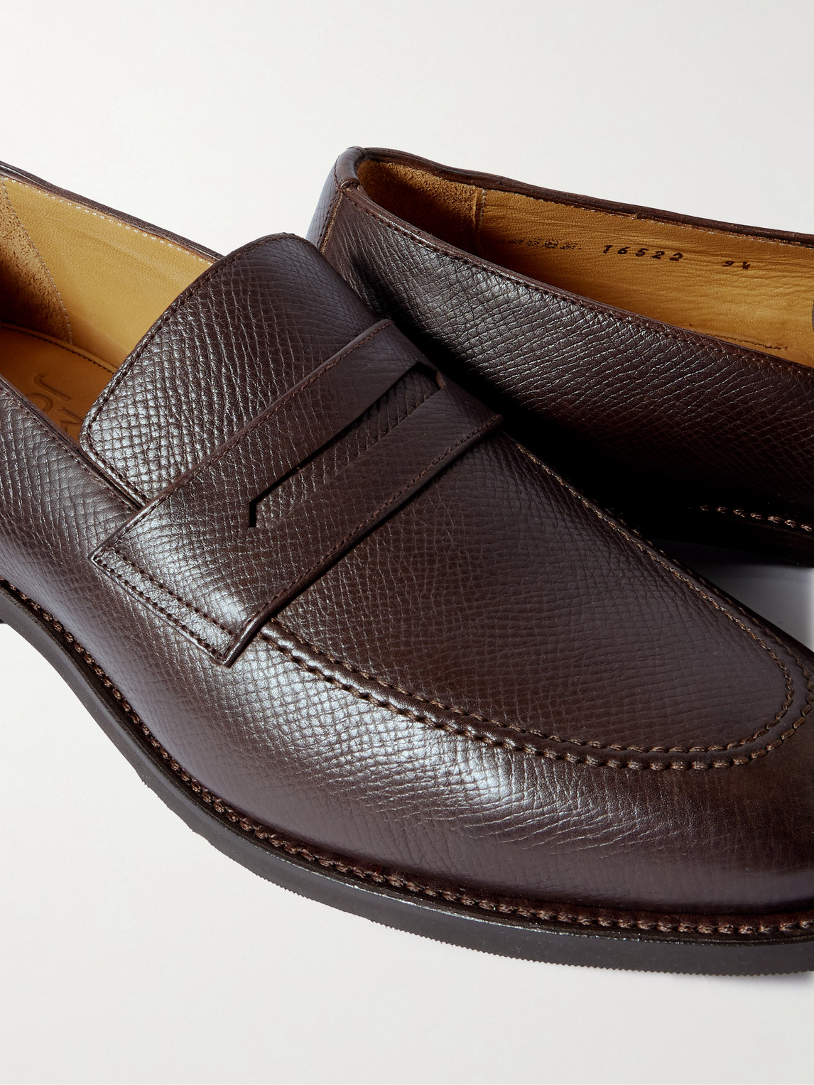 Majordome M08 Cross-grain Leather Penny Loafers In Brown