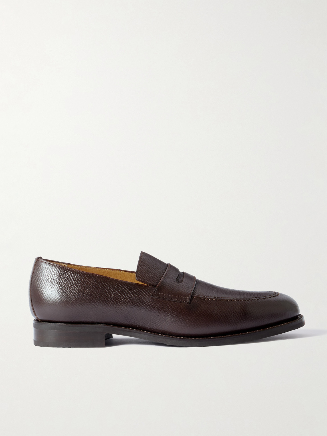 Majordome M08 Cross-grain Leather Penny Loafers In Brown