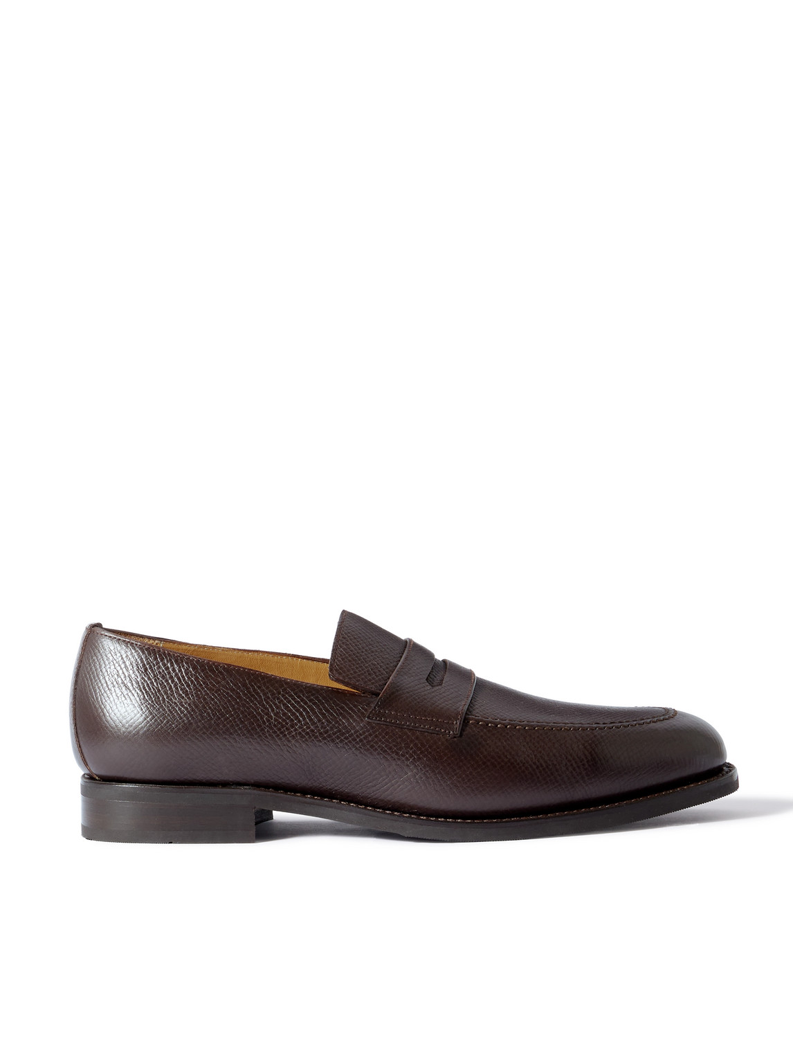 Majordome M08 Cross-grain Leather Penny Loafers In Brown