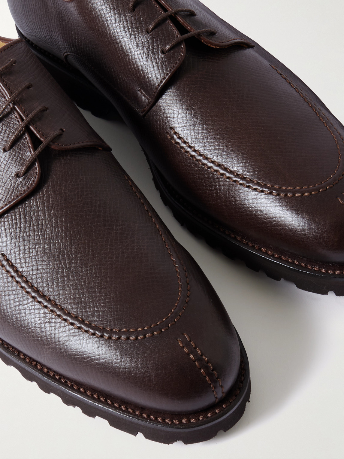 Majordome L88 Split-toe Cross-grain Leather Derby Shoes In Brown