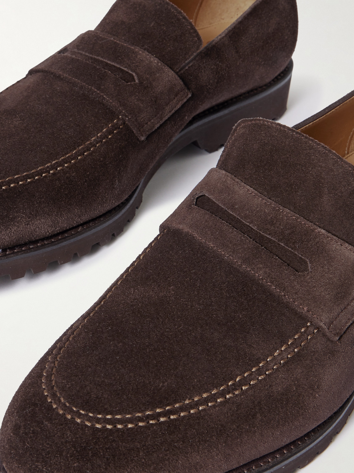 Majordome M08 Nubuck Penny Loafers In Brown
