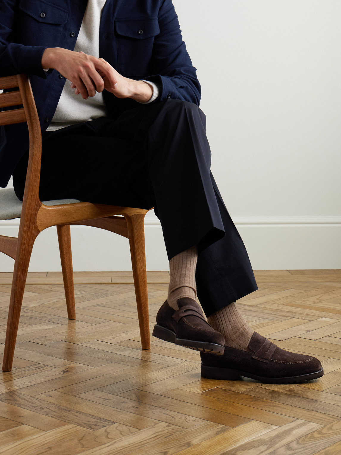 Majordome M08 Nubuck Penny Loafers In Brown