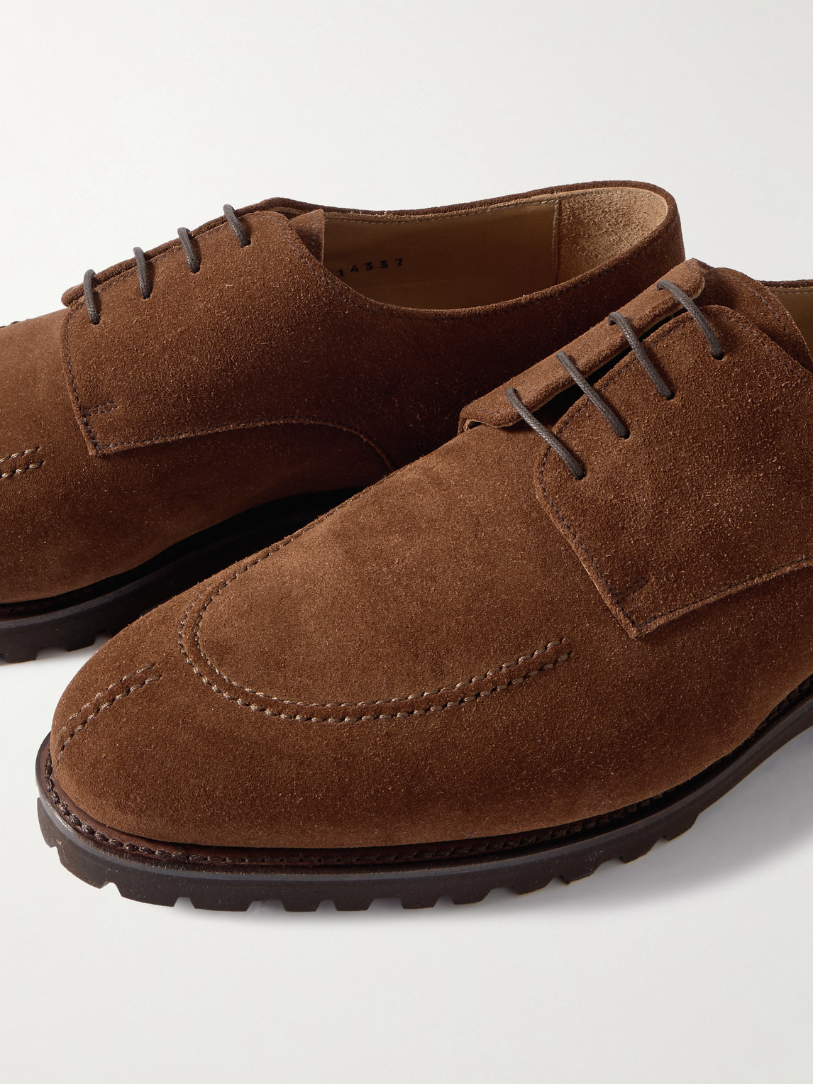 Majordome M32 Split-toe Nubuck Derby Shoes In Brown